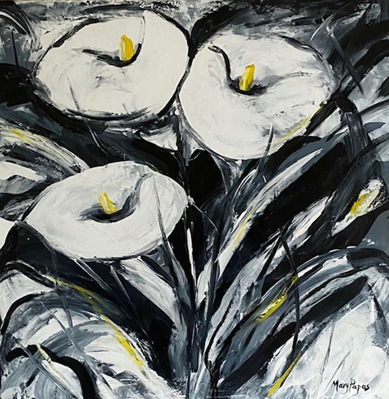 Arum Lilies, acrylic painting