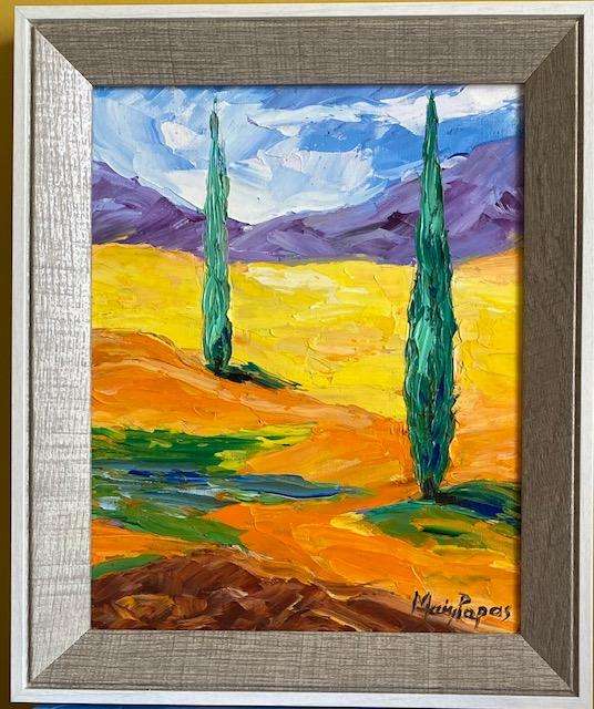 Poplars in the Country, framed oil Painting