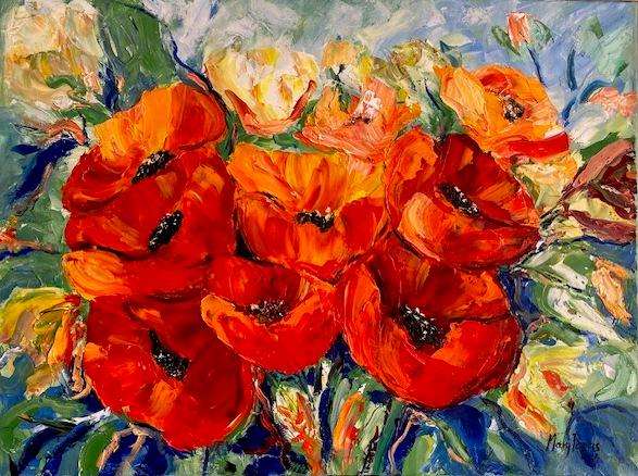 Poppies Galore, oil painting