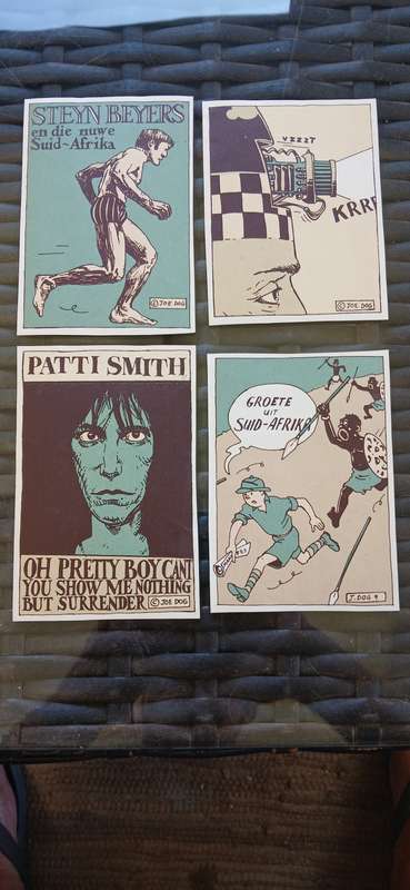 Authentic Anton Kannemeyer (Joe Dog) x 4 Bitterkomix Postcards