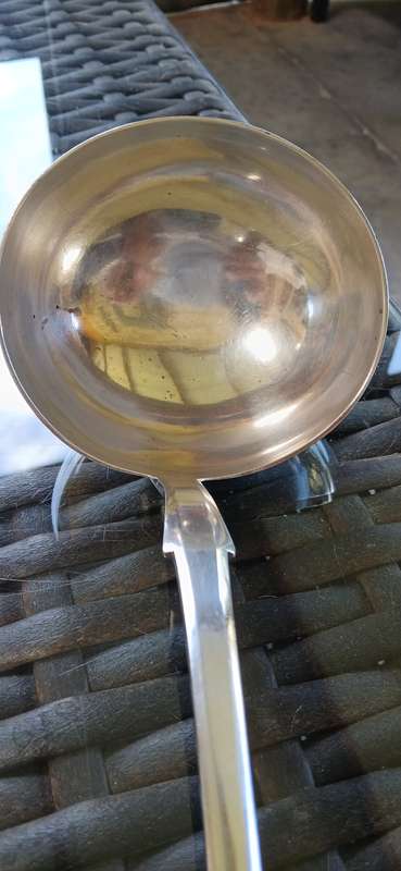 Cape silver Fiddle pattern soup ladle, Johannes Combrink, early 19th century