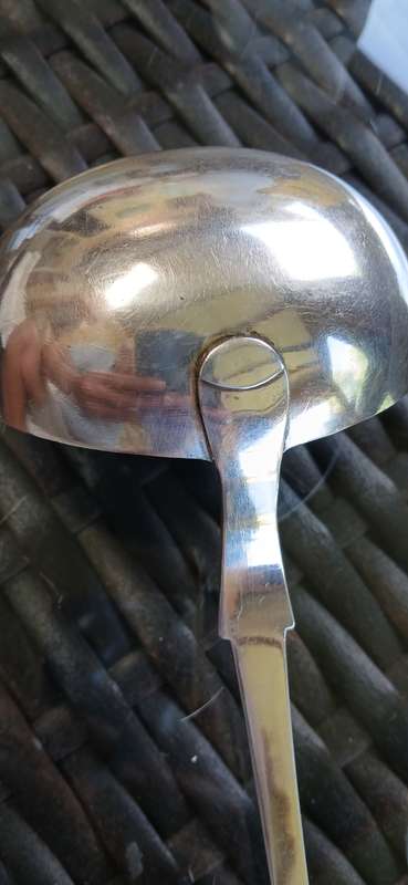 Cape silver Fiddle pattern soup ladle, Johannes Combrink, early 19th century