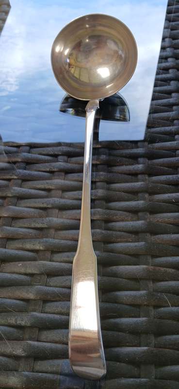 Cape silver Fiddle pattern soup ladle, Johannes Combrink, early 19th century
