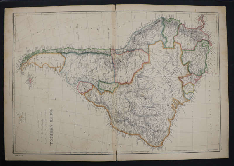1859 South America by J. W. Lowry- Has slight tears in the top and bottom middle