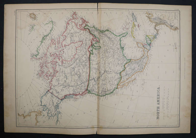 1859 North America Map by J. W. Lowry- Has a tear in the top and bottom middle