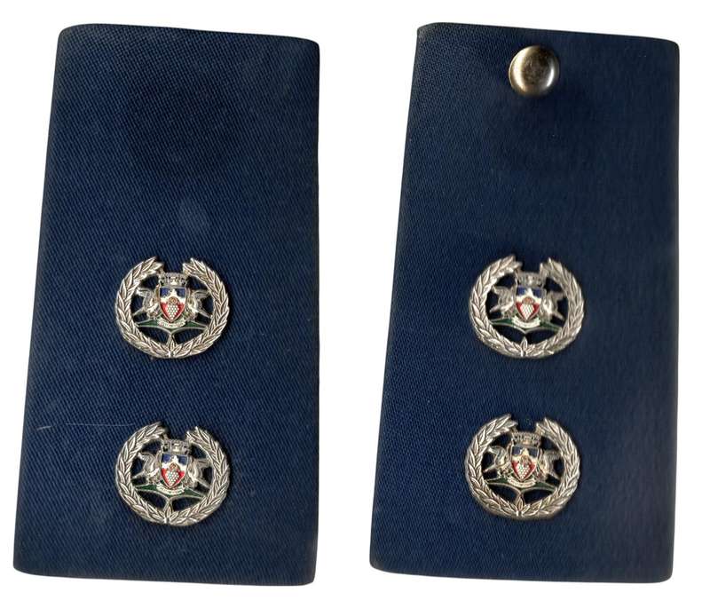1980s South Africa Traffic Service  First Lieutenant Epaulettes with metal rank pins (115 × 63 mm)