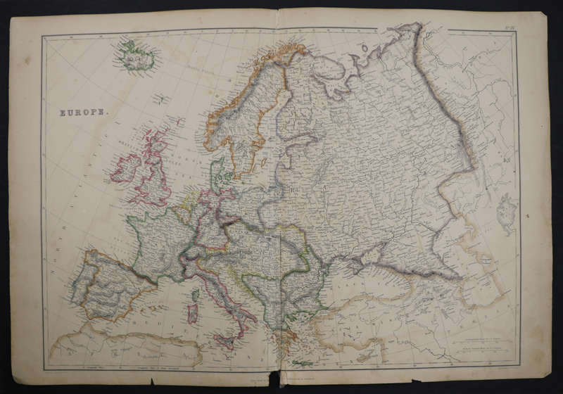 1859 Europe Map by J. W. Lowry-Has tears in the top and bottom middle