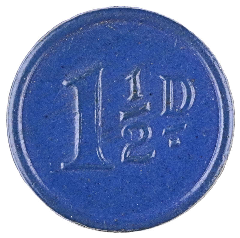 1912-21 Johannesburg Municipal 1 1/2 Penny Blue Tramways Token Hern#306b1