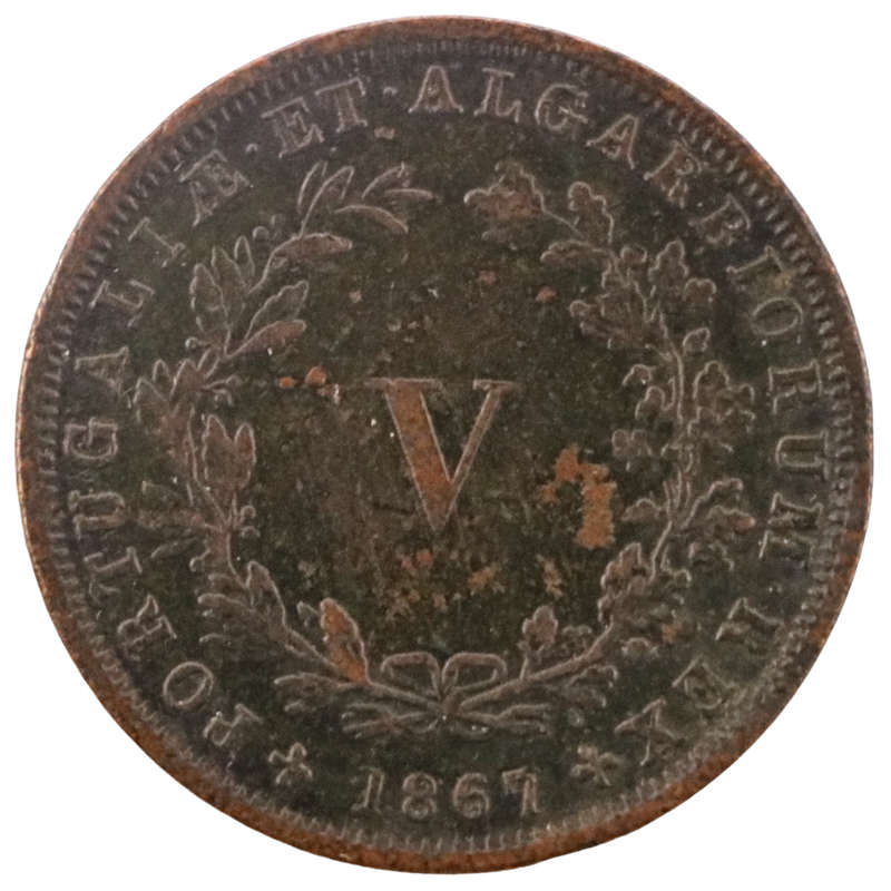 1867 Portugal 5 Reis KM#513, 737k Minted