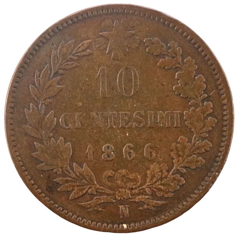 1866-N Naples Italy 10 Centimes