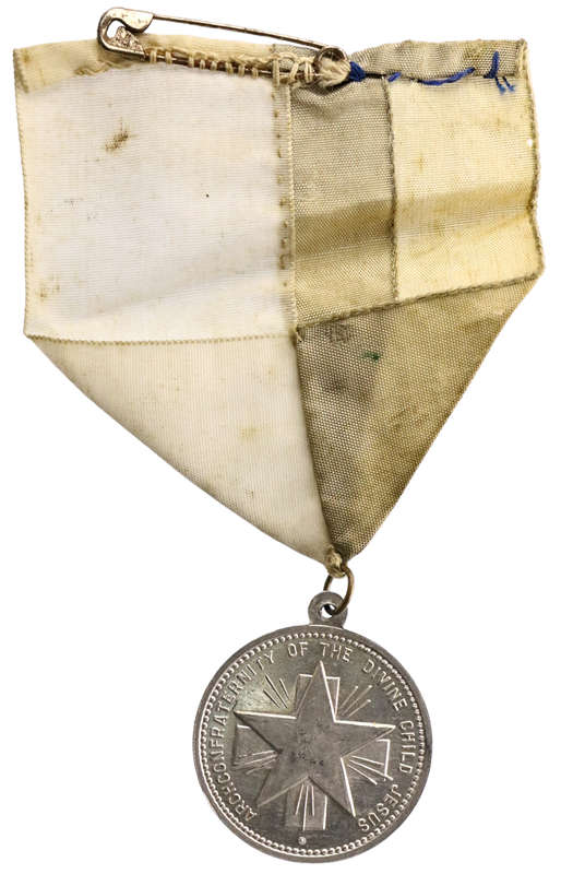 Vintage Archconfraternity of the divine child jesus Medallion with handmade ribbon 32mm 3,6g