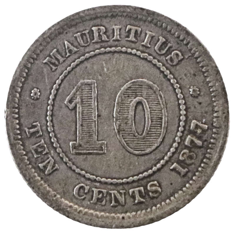 1877-H Mauritius .800 Silver 10 Cent KM#10, 250k Minted