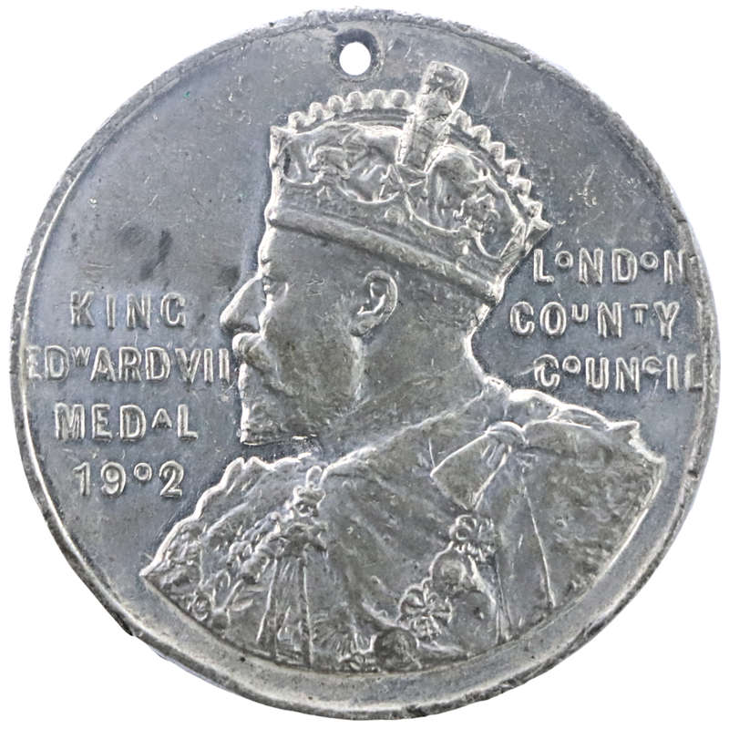 1907-08 United Kingdom School Board for London Punctual Attendance Lead Medallion Awarded to L. Bate