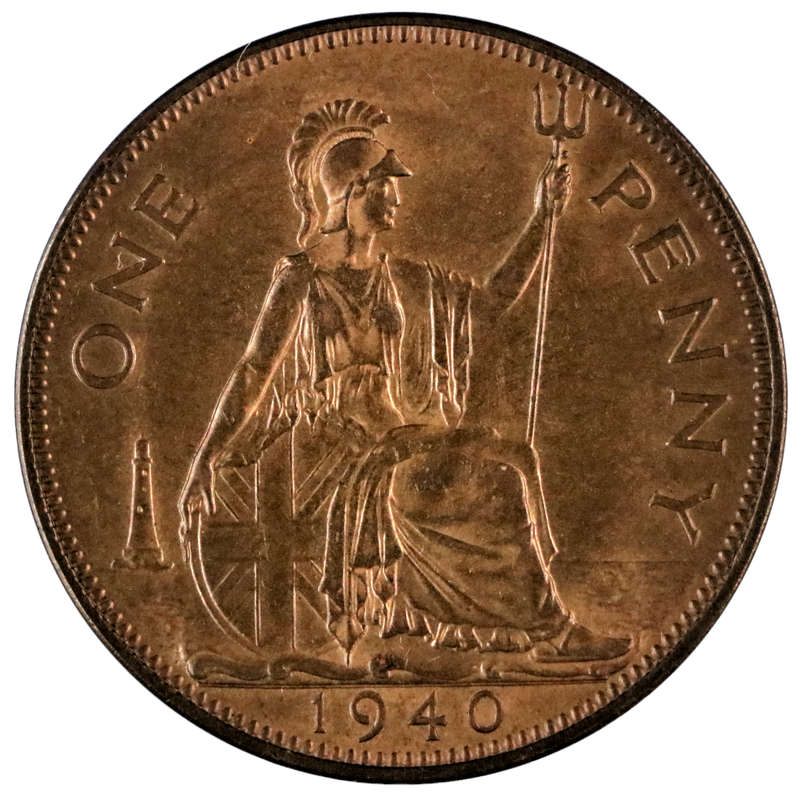 1940 Great Britain 1 Penny, Variety Rev C + Obv 2, KM#845