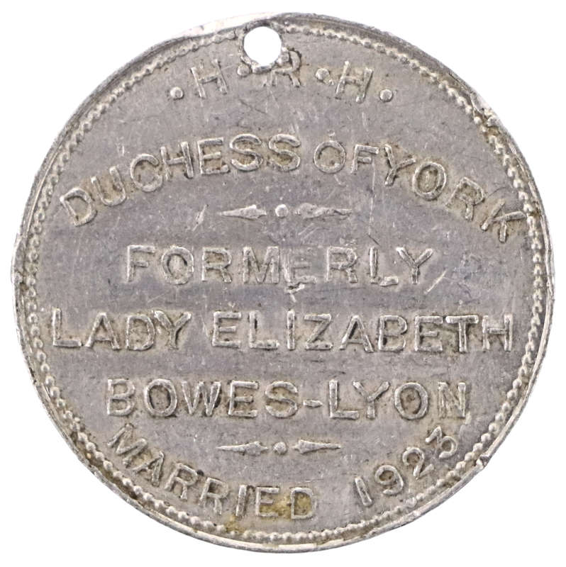 1923 United Kingdom Marriage of HRH The Duchess of York (The Queen Mother) Commemorative 26mm 1,3g A