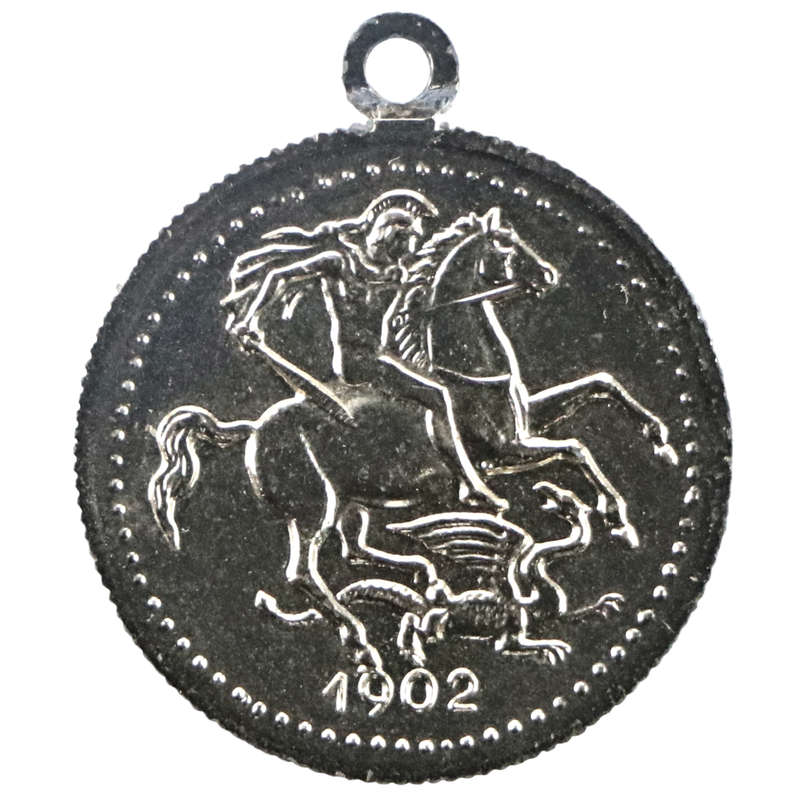 1902 United Kingdom Coronation Pendant, Silver Plate, 19mm 0,7g