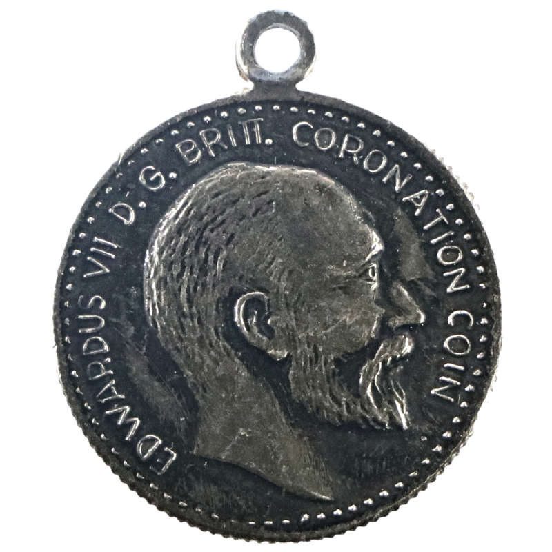 1902 United Kingdom Coronation Pendant, Silver Plate, 19mm 0,7g
