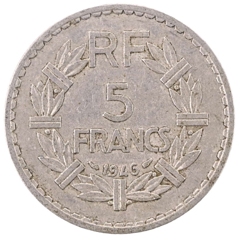 1946 France Third Republic 5 Francs #KM888