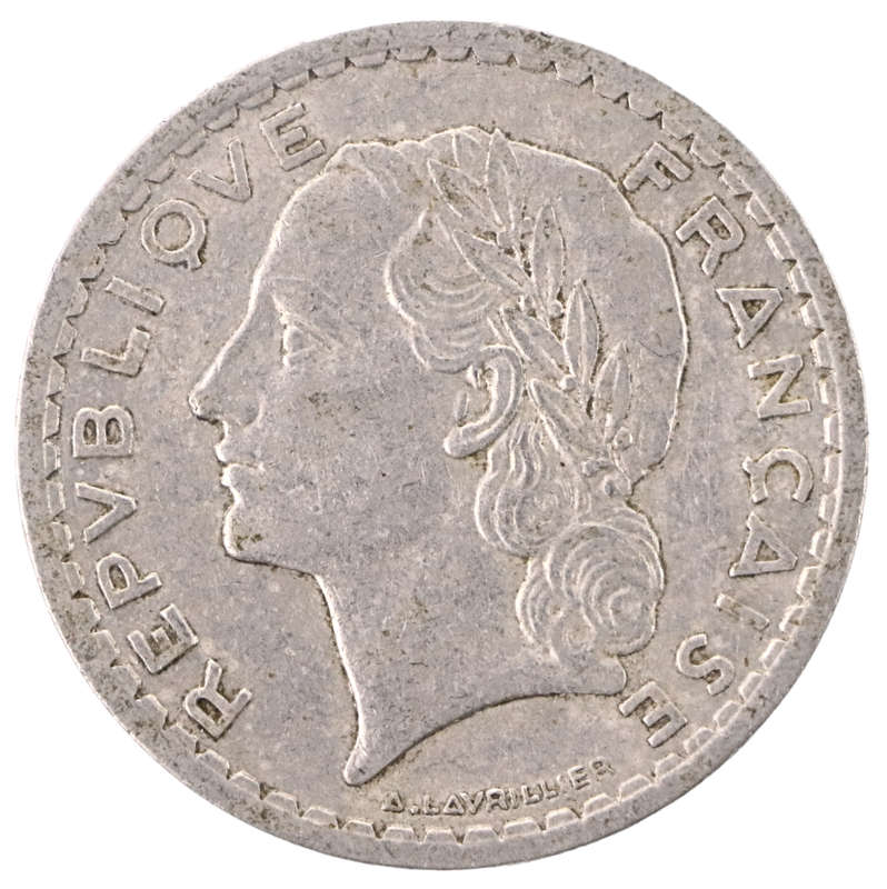 1946 France Third Republic 5 Francs #KM888