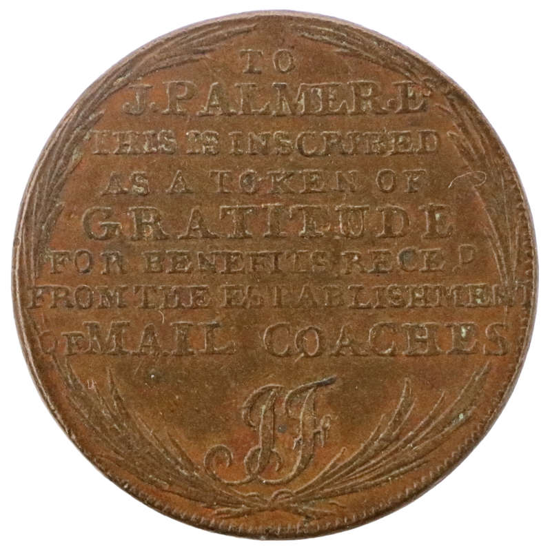 1797 United Kingdom Palmer's Mail Coach Copper Half Penny 28mm 8,8g