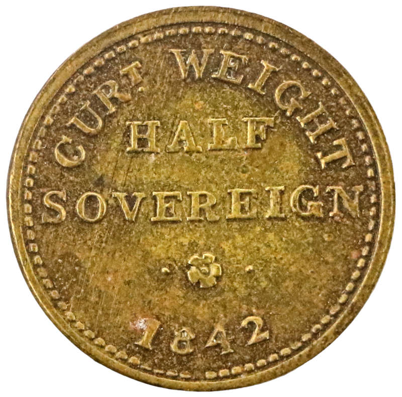 1842 Great Britain Standard W & T Avery Curt weight for Half Sovereign