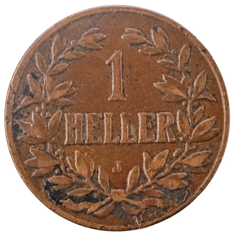 1908 German East Africa 1 Heller KM#7