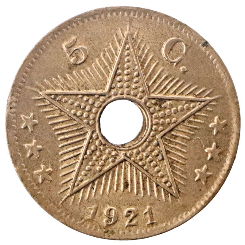 1921 Belgian Congo 5 Centimes KM#17