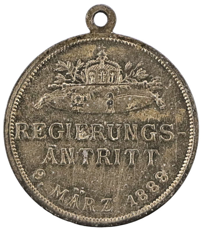 1888 German Emperor Friedrich von Lauer White Metal Commemorative medallion 31mm 7,4g