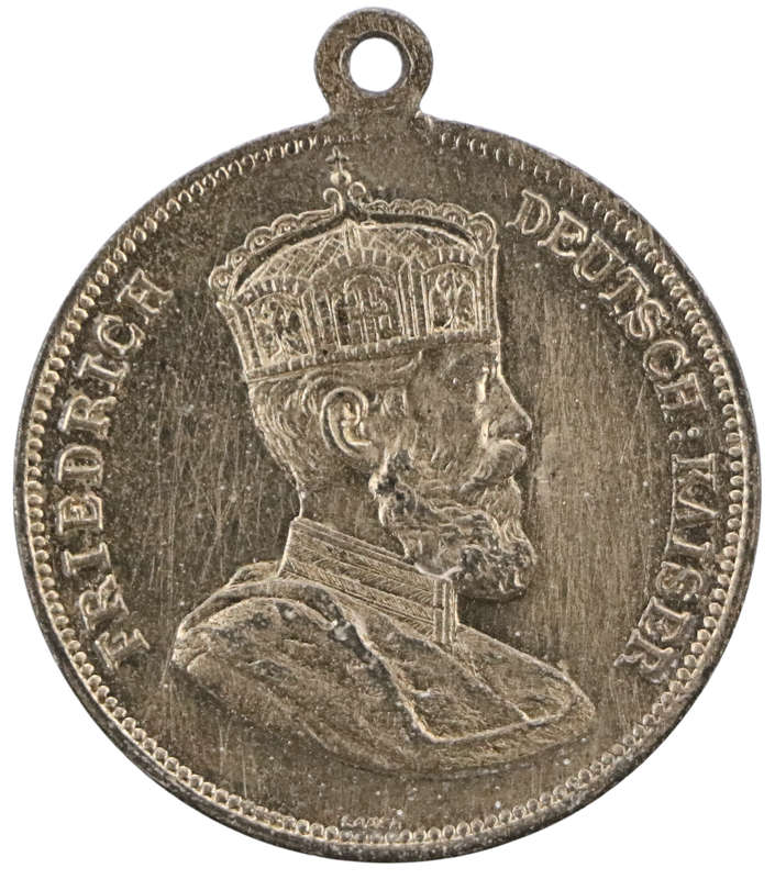 1888 German Emperor Friedrich von Lauer White Metal Commemorative medallion 31mm 7,4g