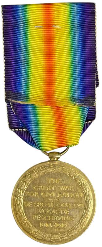 WW1 South African Victory Medal with Ribbon (ENG/Dutch), Engraved "Burg. A De Villiers. 6DE Z.A.I."
