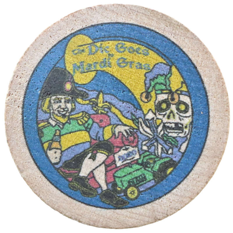 2020 United States Mardi Gras Le Krewe D'Etat "Dic goes to Mardi Gras" Wooden Token