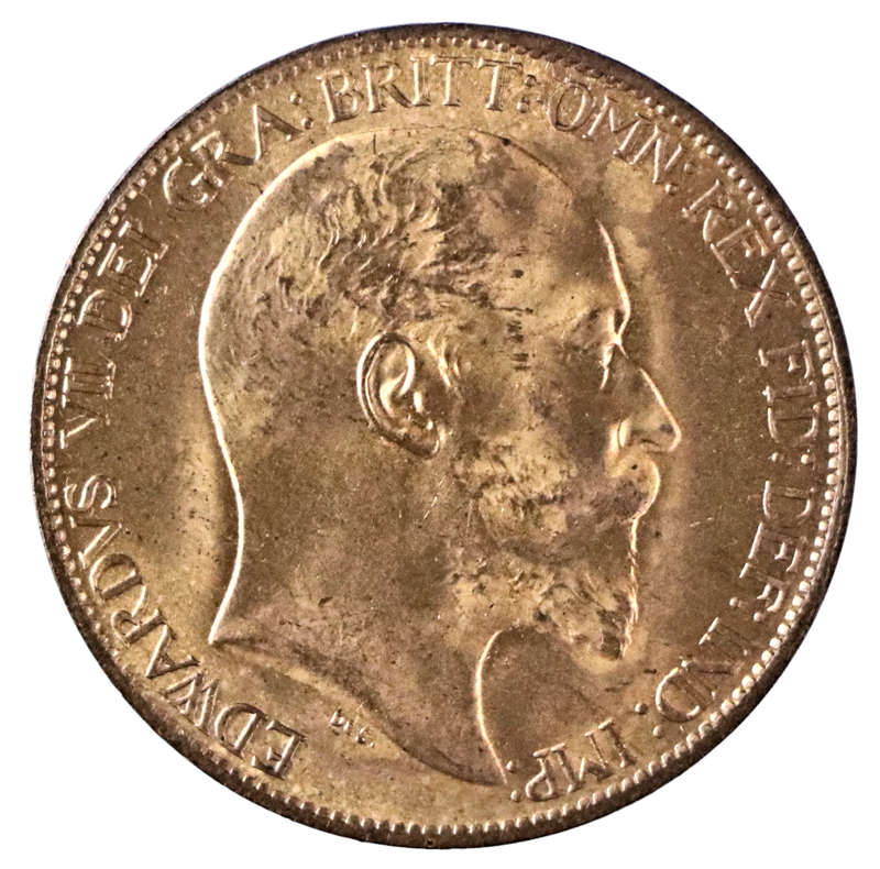 1902 Great Britain 1/2 Penny, High Tide Variety KM793.2