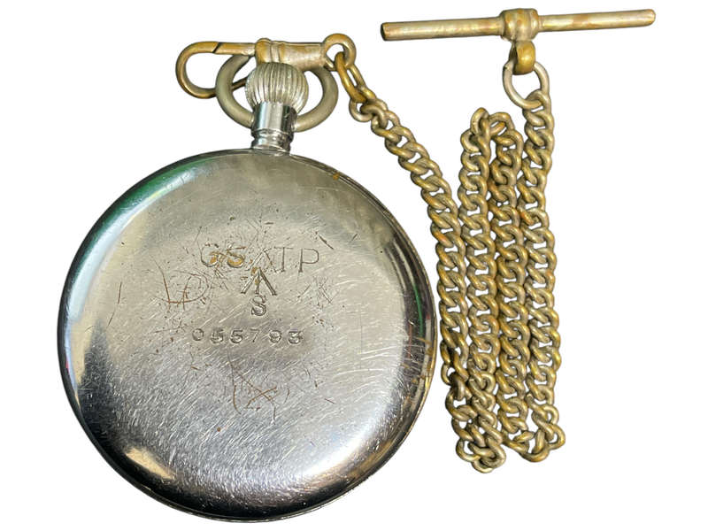 Vintage Cyma British WWII Military Officers G.S.T.P. Pocket Watch Swiss Made, Engraved "GS/TP S 0557