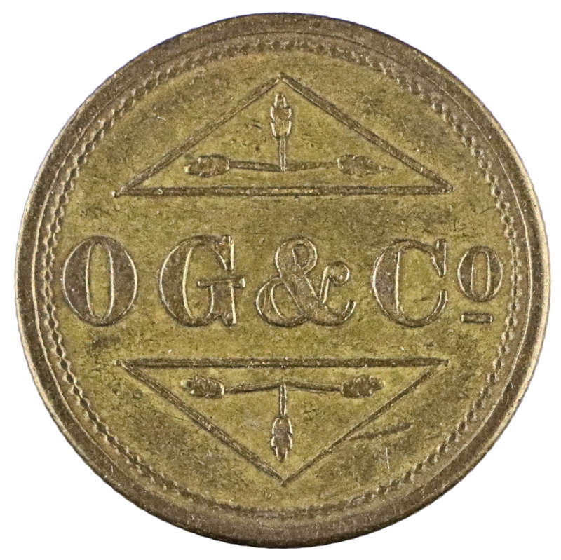 Unissued O.G. & Co (Osborne, Garret & Co) Barber Check Token 2/6 Shillings