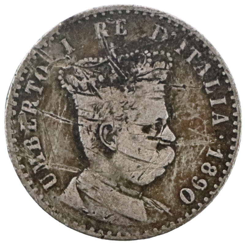 1890 Italian Eritrea Filler 50 Centesimi /   Rial, EXTREMELY RARE (1,7Mil out of 1,8Mil melted) KM#