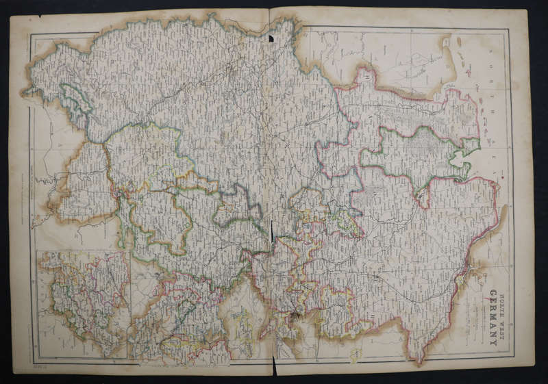1859 North West Germany Map by Edward Weller- Has a tear in the bottom and top middle
