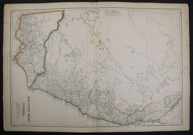 1859 New South Wales And Victoria Map by J. Bartholomew- Has a slight tear in the top middle