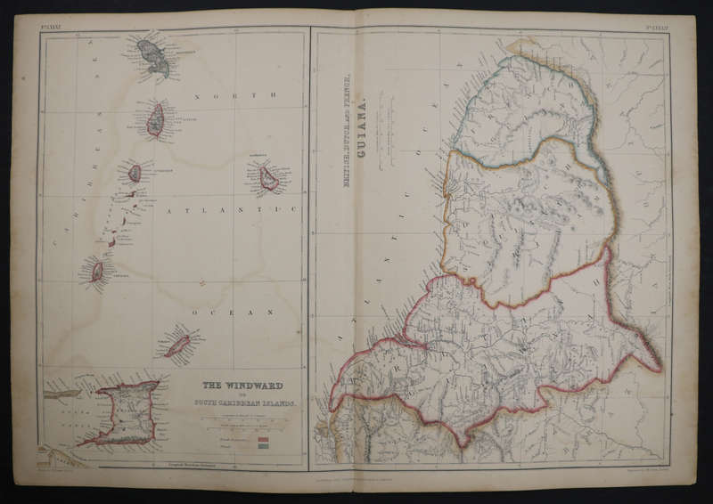 1859 The Windward or South Caribbean Islands and Guiana Map by J. W. Lowry