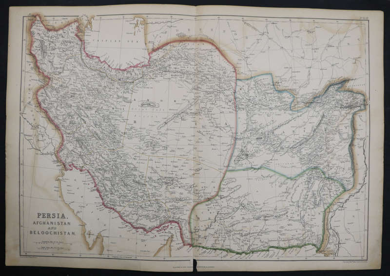 1859 Persia, Afghanistan And Beloochistan Map by Edward Weller- Has a slight tear in the bottom midd