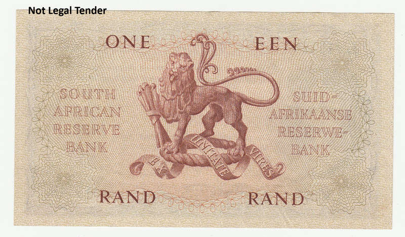 1962 South Africa Type 3, First Issue G Rissik 1 Rand