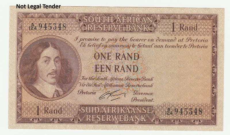 1962 South Africa Type 3, First Issue G Rissik 1 Rand