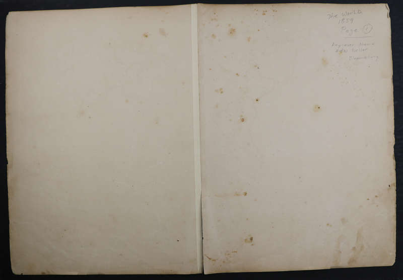 1859 The World In Hemispheres, With Other Projections Map by Edward Weller- Has a tear in the bottom