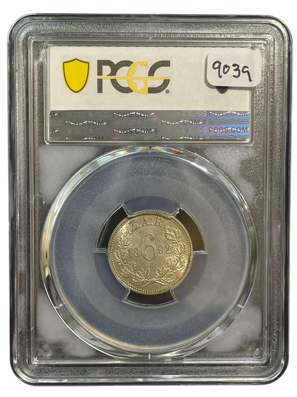1892 ZAR 6 Pence MS 62 PCGS