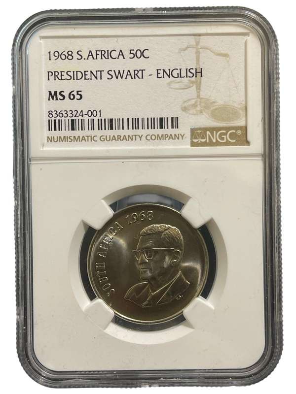 1968 South African 50 Cent English MS 65 NGC