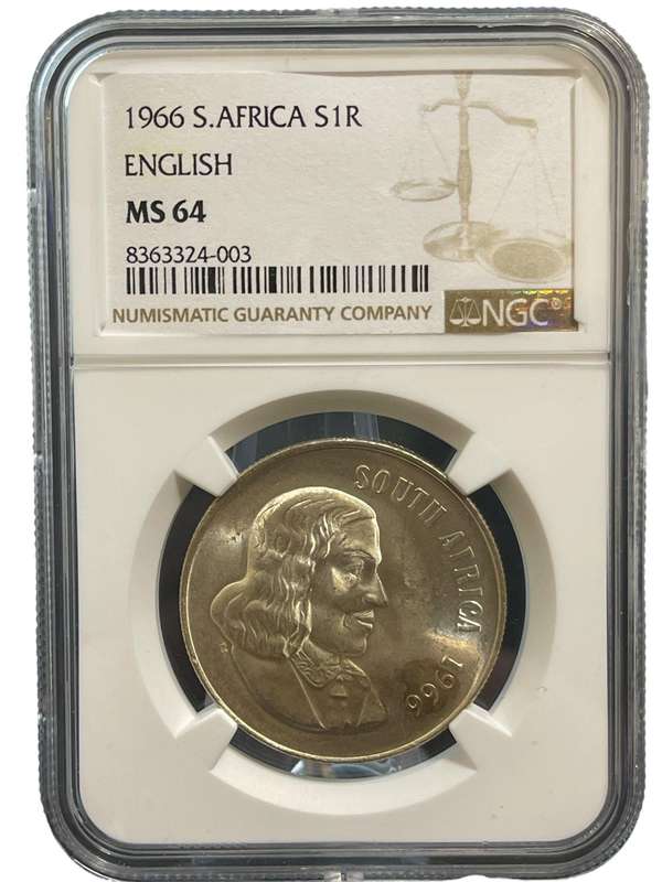 1966 South African R1 English MS 64 NGC