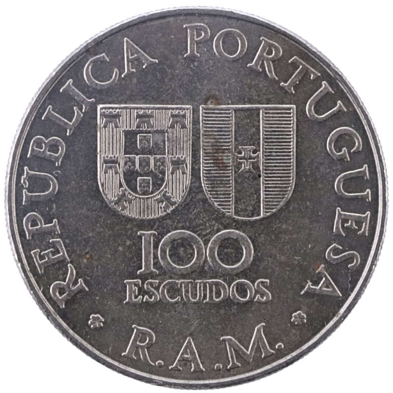 1981 Portugal 100 Escudos, Commemorative issue Autonomy of Madeira - João Zarco KM#5, 270K Minted