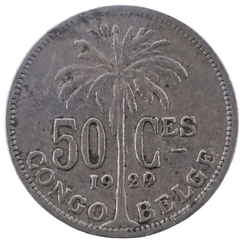 1929/8 Belgian Congo 50 Centimes (French text) 9 overdate 8 Variety KM#22