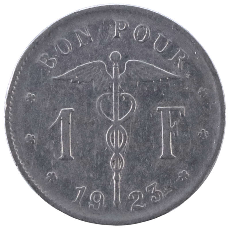 1923 Belgium 1 Franc, French Text KM#89