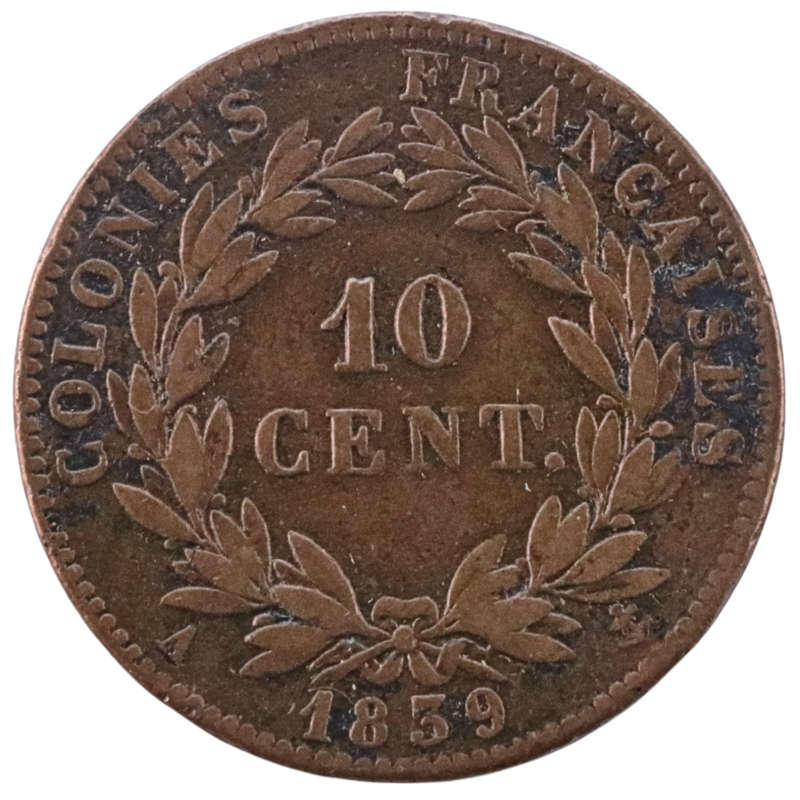 1839 French West Indies (Overseas France) 10 Cent KM#13, 300k Minted