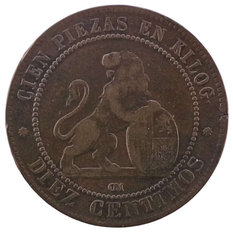 1870-OM Spain Provisional Government 10 Centimos